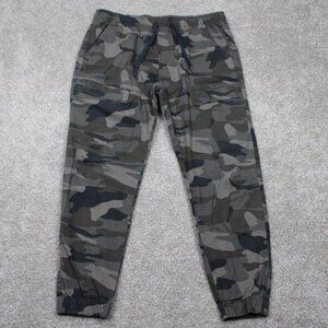 Iron Co Camo Cargo Pants Mens Large Green Camouflage Cotton Stretch w/28" inseam